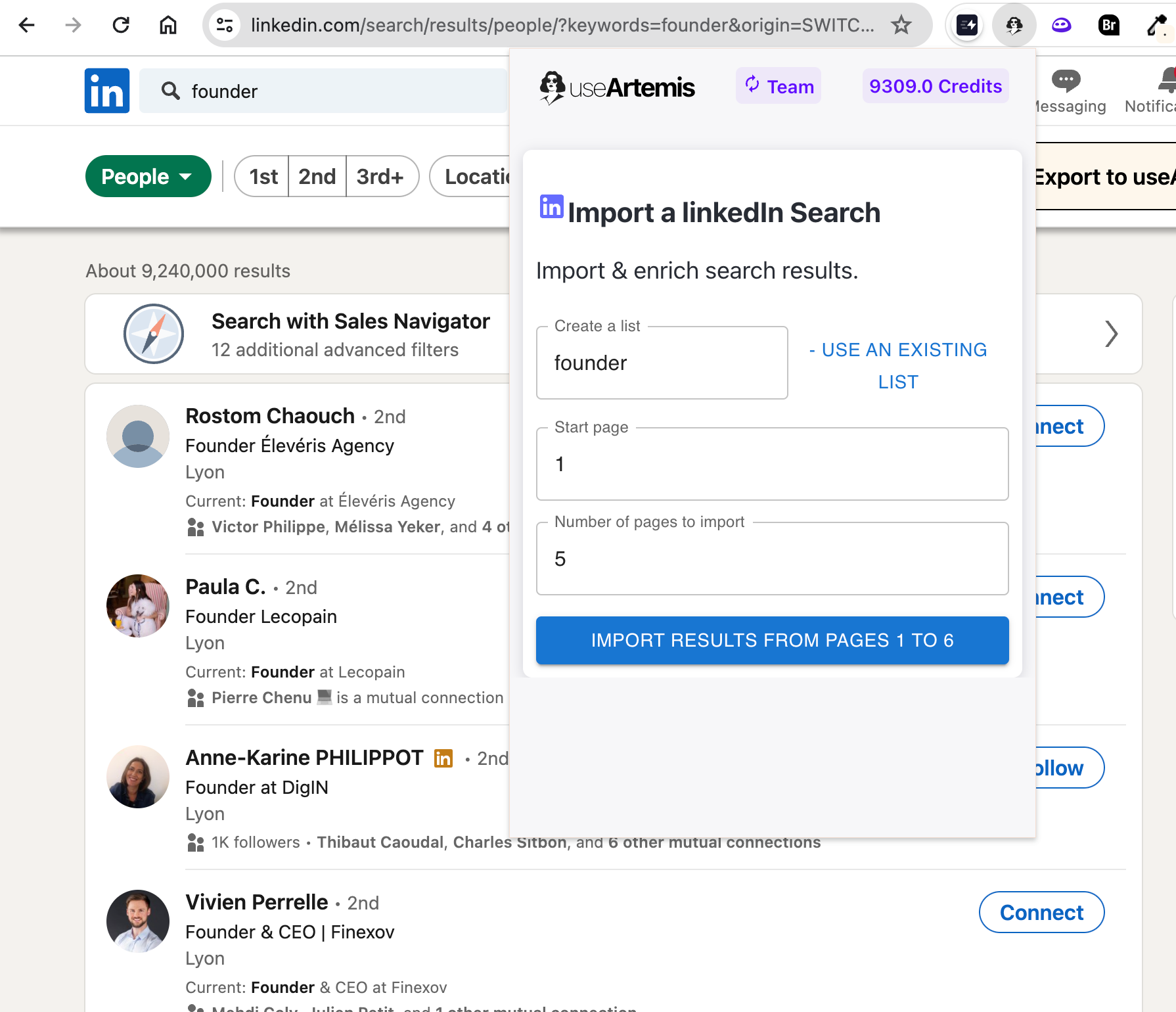 scraping linkedin with useartemis